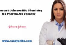 Johnson & Johnson BSc Chemistry & B Pharma Job Vacancy