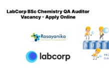 LabCorp BSc Chemistry QA Auditor Vacancy - Apply Online