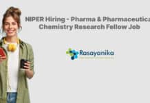 NIPER Hiring - Pharma & Pharmaceutical Chemistry Research Fellow Job