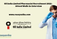 Oil India Pharmacist Recruitment