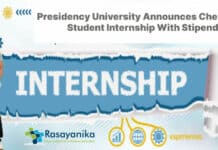 Presidency University Announces Chemistry Student Internship With Stipend