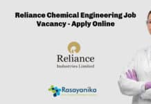 Reliance Chemical Engineering Job Vacancy - Apply Online