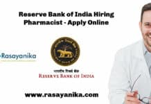 Reserve Bank of India Hiring Pharmacist - D Pharma/B Pharma Candidates Apply