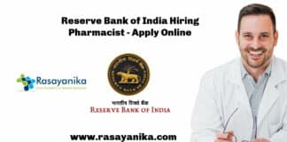 Reserve Bank of India Hiring Pharmacist - D Pharma/B Pharma Candidates Apply