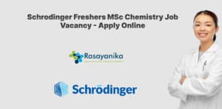 Schrodinger Freshers MSc Chemistry Job Vacancy - Apply Online