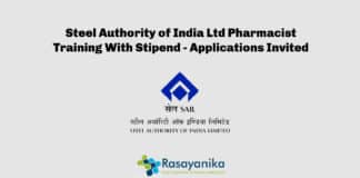 Steel Authority of India Ltd Pharmacist Training With Stipend - Applications Invited
