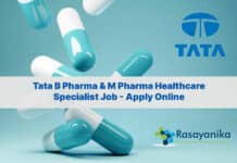 Tata B Pharma & M Pharma Healthcare Specialist Job - Apply Online