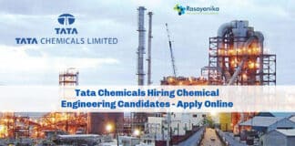 Tata Chemicals Hiring Chemical Engineering Candidates - Apply Online