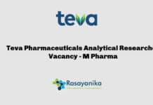 Teva Pharmaceuticals Analytical Researcher Vacancy - M Pharma