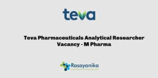 Teva Pharmaceuticals Analytical Researcher Vacancy - M Pharma