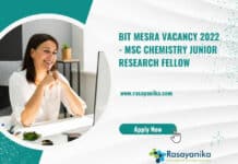 BIT Mesra Vacancy 2022 - MSc Chemistry Junior Research Fellow