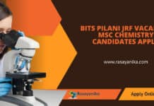 BITS Pilani JRF Vacancy - MSc Chemistry Candidates Apply