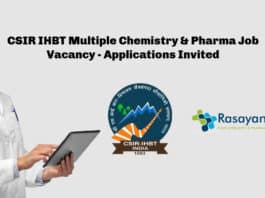 CSIR IHBT Multiple Chemistry & Pharma Job Vacancy - Applications Invited