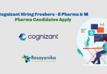 Cognizant Hiring Freshers - B Pharma & M Pharma Candidates Apply