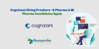Cognizant Hiring Freshers - B Pharma & M Pharma Candidates Apply