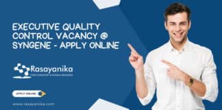 Executive Quality Control Vacancy @ Syngene - Apply Online