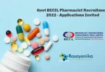 Govt BECIL Pharmacist Recruitment 2022 - Applications Invited