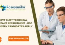 Govt CMET Technical Assistant Recruitment - BSc Chemistry Candidates Apply