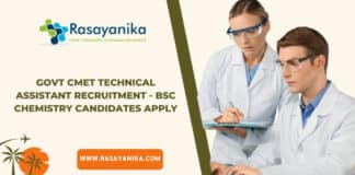 Govt CMET Technical Assistant Recruitment - BSc Chemistry Candidates Apply