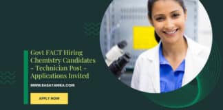 Govt FACT Hiring Chemistry Candidates - Technician Post - Applications Invited