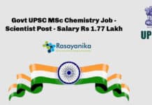 Govt UPSC MSc Chemistry Job - Scientist Post - Salary Rs 1.77 Lakh