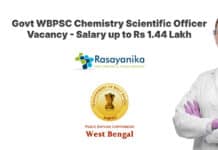 Govt WBPSC Chemistry Scientific Officer Vacancy - Salary up to Rs 1.44 Lakh