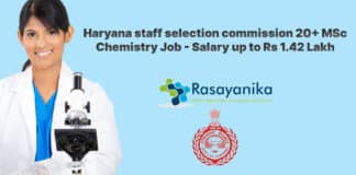 HSSC 20+ MSc Chemistry Job Vacancy - Salary up to Rs 1.42 Lakh