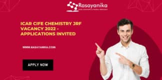 ICAR CIFE Chemistry JRF Vacancy 2022 - Applications Invited