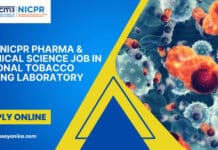 ICMR NICPR Pharma & Chemical Science Job in National Tobacco Testing Laboratory