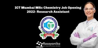 ICT Mumbai MSc Chemistry Job Opening 2022- Research Assistant
