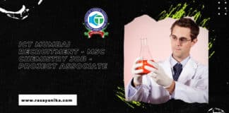 ICT Mumbai Recruitment - MSc Chemistry Job - Project Associate