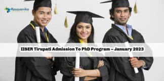 IISER Tirupati Admission To PhD Program – January 2023