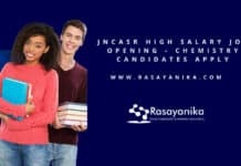 JNCASR High Salary Job Opening - Chemistry Candidates Apply