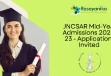 JNCSAR Mid-Year Admissions 2022-23 - Applications Invited