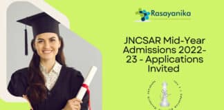 JNCSAR Mid-Year Admissions 2022-23 - Applications Invited