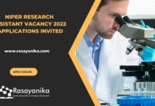 NIPER Research Assistant Vacancy 2022 - Applications Invited