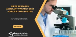 NIPER Research Assistant Vacancy 2022 - Applications Invited