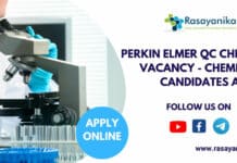 Perkin Elmer QC Chemist Vacancy - Chemistry Candidates Apply