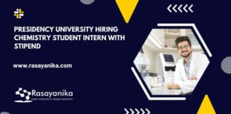 Presidency University Hiring Chemistry Student Intern With Stipend