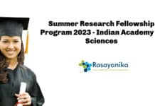 Summer Research Fellowship Program 2023 - Indian Academy of Sciences