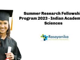 Summer Research Fellowship Program 2023 - Indian Academy of Sciences