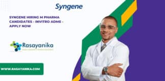 Syngene Hiring M Pharma Candidates - Invitro ADME - Apply Now