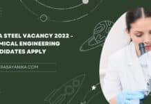 Tata Steel Vacancy 2022 - Chemical Engineering Candidates Apply