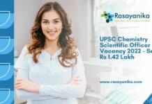 UPSC Chemistry Scientific Officer Vacancy 2022 - Salary Rs 1.42 Lakh