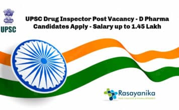 UPSC Drug Inspector Post Vacancy – D Pharma Candidates Apply – Salary up to 1.45 Lakh UPSC Drug Inspector Post Vacancy - D Pharma Candidates Apply - Salary up to 1.45 Lakh