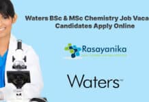 Waters BSc & MSc Chemistry Job Vacancy - Candidates Apply Online