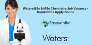 Waters BSc & MSc Chemistry Job Vacancy - Candidates Apply Online