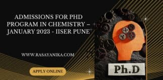 Admissions for PhD program in Chemistry – January 2023 - IISER Pune