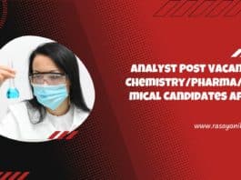 Analyst Post Vacancy - Chemistry/Pharma/Chemical Candidates Apply