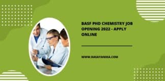 BASF PhD Chemistry Job Opening 2022 - Apply Online